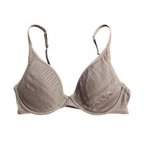 ThirdLove Everday Lace Plunge Bra, Brown Taupe, Underwire Size 36C